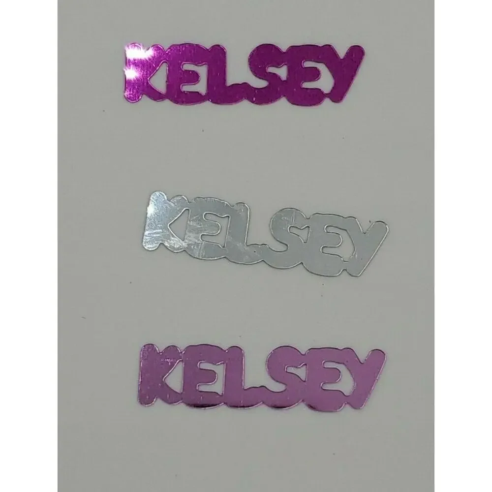 Personalized Name Confetti Kelsey 7 Packs Pink & Silver